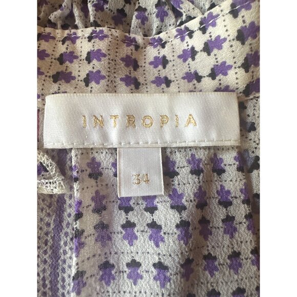 Intropia Womens Lilac & White Patterned Button-Up Blouse Size 34 Cotton Blend - Picture 2 of 6